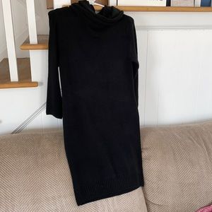 Black fall/winter dress w built in scarf neckline